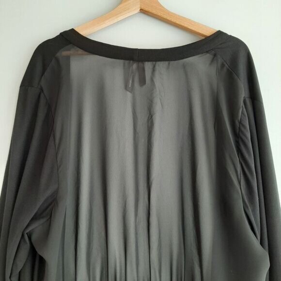 PENNINGTONS | Mixed Media Open Front Sheer Back Cardigan Black Neutral Sz 3X - Picture 8 of 14